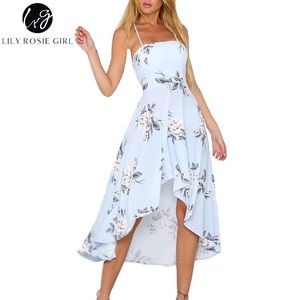 Lily Rosie Girl light blue floral dress